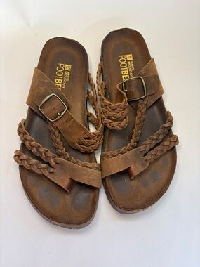 White Mountain Women's Hayleigh Footbed Braided Leather Slide Sandals Size 8